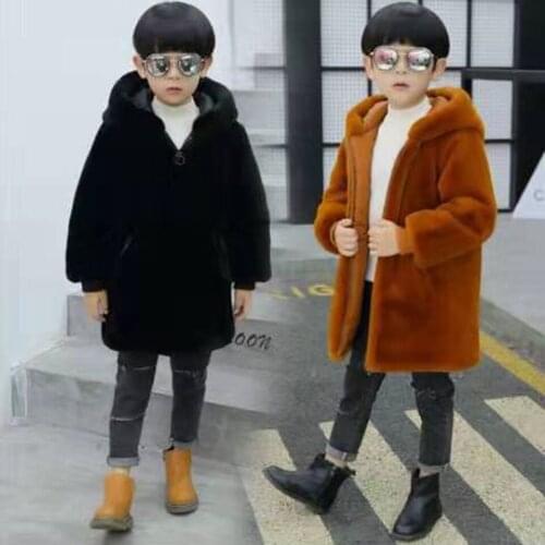 Fashion 2019 Winter Thicken Outwear Kids Clothes New Boys Fur Fur Coats Hooded Long Sleeve Toddler Baby Boys Parka Outerwear