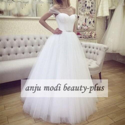 2021 Tulle Beaded Off Shoulder Wedding Dresses for Bride Long Ball Gown Bridal Wedding Dress vestido de noiva