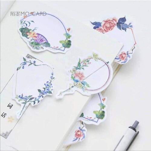 30pcs Realistic flowers fan series N times stickers creative Message leaving sticker Portable Word Notepad Cute Memo Pad