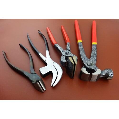 4pcs Leather Craft Cobbler Shoemaker Multi Beak Hammer Upholstery Pliers Cutter Tool Set - Punch Chisel Needle Edger Creaser Awl
