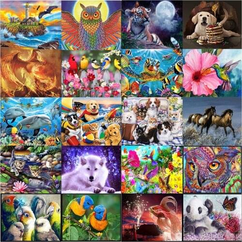 Animal 5D diamond painting full diamond horse owl parrot panda round diamond mosaic pattern home decoration DIY handmade gift