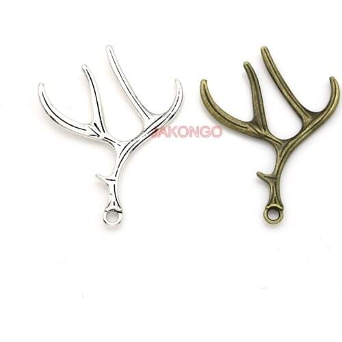 6pcs Antique Silver Plated Antlers Charms Pendants for Necklace Jewelry Making DIY Handmade Craft 52x39mm