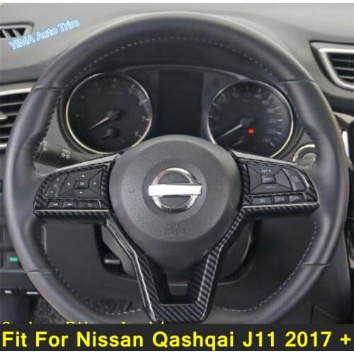 Lapetus Auto Styling Steering Wheel Strip Cover Trim Fit For Nissan Qashqai J11 2017 2018 2019 2020 Matte ABS Carbon Fiber Look