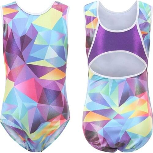 Girls Ballet Leotards Kids Children Gymnastics Jumpsuit Bodysuits Sparkle Patchwork Sleeveless Yoga Dance Sportswear 2-10 Years