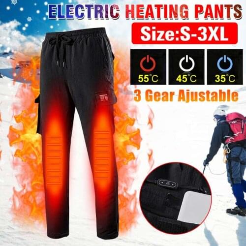 Black Green Men and Women USB Electric Heated Pants Winter Warm Trousers 3 Levels Temperature Heated Trouser for Hiking