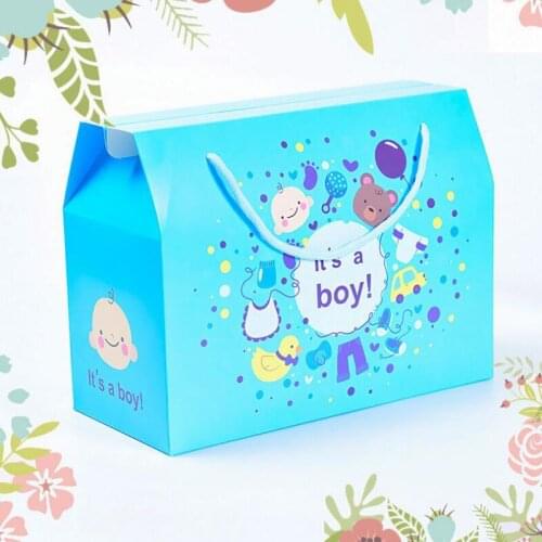 10pcs Big size Baby Shower Paper Gift Bag With Handle Party Supplies Candy Box Birthday Party Decoration Classic Gift Favor Wrap