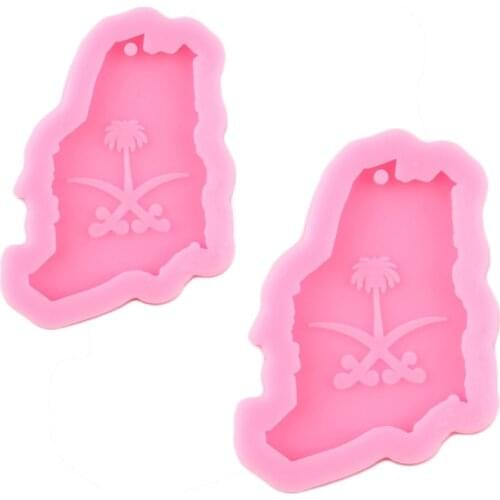 Saudi Arabia Map Keychain Resin Casting Silicone Mold Woman Keychain Necklace Jewelry Decorative Pendant Mold