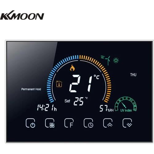 KKMOON ℃/ ℉ Switchable Wi-Fi Smart Programmable Thermostat Voice APP Control LCD Water/ Gas Boiler Heating Thermoregulator