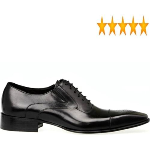 Dress Genuine Leather Men Black Italian Fashion Business Oxford Shoes 2021 Brogue Wing Tip Wedding Footwear Zapatos Hombre