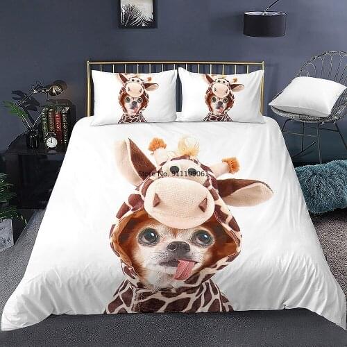 3D Cute Dog Cat Duvet Cover Bedding Set Comforter Twin King Queen Euro 220x240 for Home Furniture Childrens Animal Beds Decor