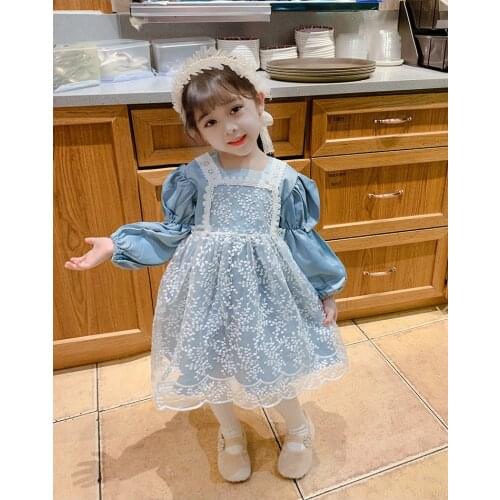 Korean Girls Lace Lolita Dress for Kids Spanish Embroidery Vest and Pne Piece Clothes Set Super Cute Toddler New Year Clothing
