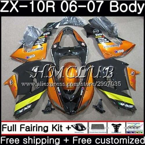 Bodywork For KAWASAKI NINJA ZX1000C Orange black ZX-10R 2006 2007 61HC.11 ZX1000 C ZX 10 R ZX 10R 06 07 ZX10R 06 07 Fairing kit