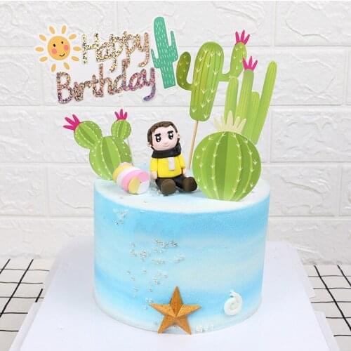 Cute Happy Birthday Cake Topper Rainbow Fruits Cupcake Topper For Kids Girls Birthday Summer Party Cake Decorations Baby Shower