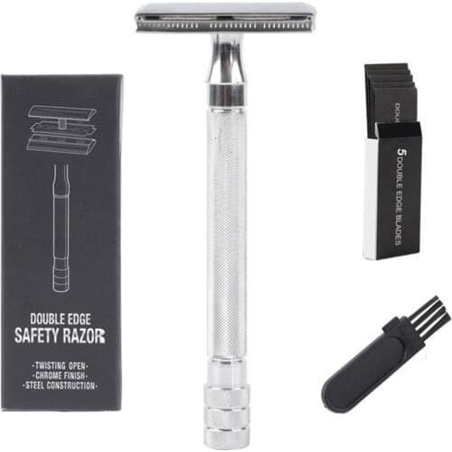 Mens Manual Shavers Classic Safety Razor Metal Razor With Brush And Blades Double Edge Mens Hand Shaver