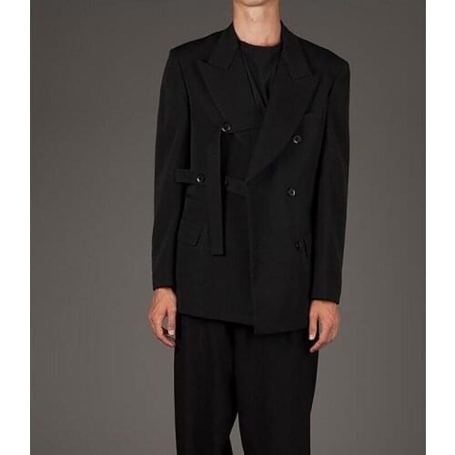 S-7XL!!Mens blazer 2020 Double-breasted suit with loose suspenders