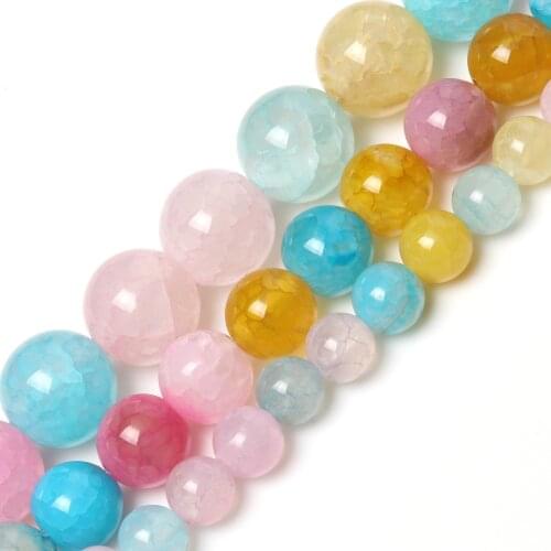 Natural Stone Colorful Morganite Dragon Vein Agates Round Loose Needlework Beads for Jewelry Making Diy Charms Bracelet 6/8/10mm