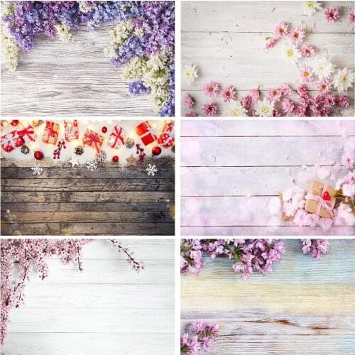 NeoBack Wooden Board Spring Flower Tassel Planks Christmas Party Deco Studio Photo Background Commercial Photography Backdrop