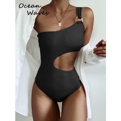 2021 New One Shoulder C Shape Women Swimsuit Sexy Hollow Out Swimwear Push Up Bathing Suit One Piece Beachwear Brazilian Biquini