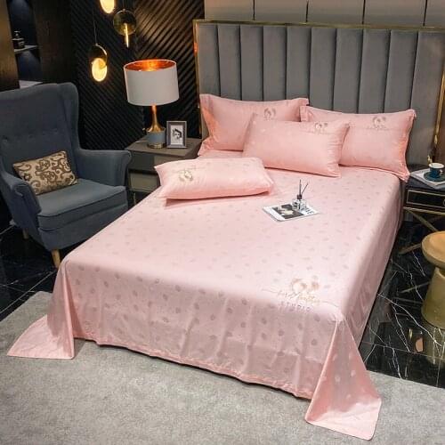 New Style High-End Princess Pink 1000TC Egyptian Cotton Jacquard Embroidered Flat Bed Sheet Pillowcase Bed Sheet #s