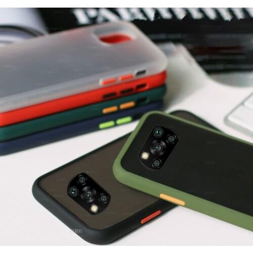 Shockproof Armor Matte Frosted Phone Case for Xiaomi Mi Poco X3 on For Mi Poco M3 X3 Nfc C3 Soft Edge Back Cover Pocox3 Pococ3