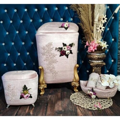 White Bathroom Chest Bathroom Basket Gold Color Embroidered Laundry Basket Organizer with Lid For Dirty Clothes Laundry Hamper l