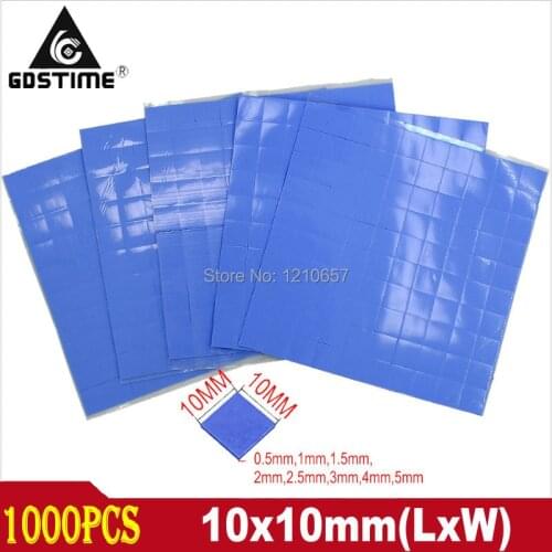 1000Pcs Thermal Pad 10mmx10mmx 1mm 2mm Thickness GPU CPU Heatsink Cooling Conductive Silicone Pads