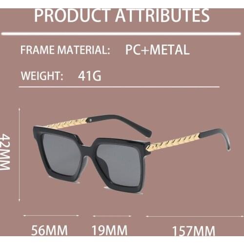 Oversized Square Sunglasses Women Metal Pattern Temple 2021 Luxury Brand Design Sun Glasses Men Fashion Decoration Eyewear UV400