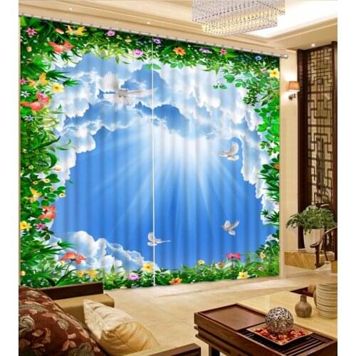 Modern Bedroom Living room 3D Curtain blue sky Curtains Blackout Luxury fashion Children Room Curtains Drapes