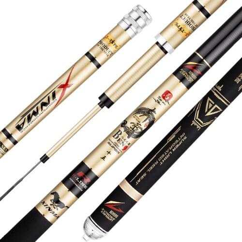 6H 5H 4H Super Hard Carbon Fiber Taiwan Fishing Rod Hand Pole Telescopic Wedkarstwo Olta 3.6M-7.2M Black Pit Carp Fishing Sticks