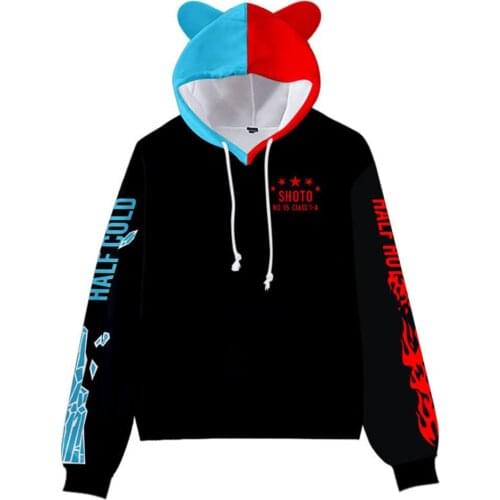 Anime My Hero Academia Todoroki Shoto Hoodie Hood Jacket Sweatshirt Pullover Coat