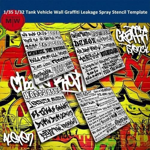 1/35 1/32 Scale Tank Vehicle Model Wall Scene Graffiti Leakage Spray Stenciling Template AJ0052/AJ0053/AJ0054/AJ0055