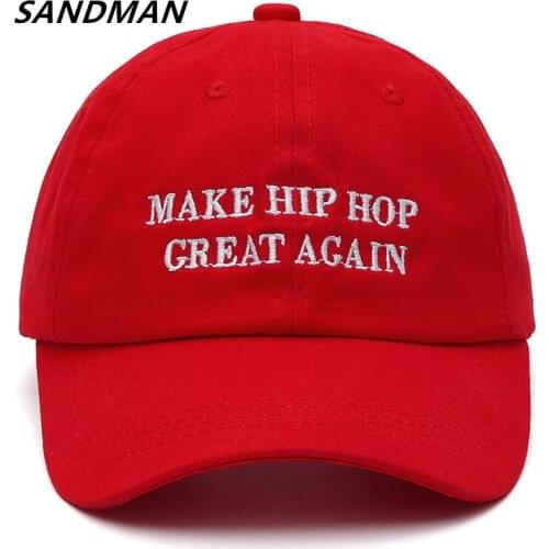 SANDMAN High Quality Letter MAKE HIP HOP GREAT AGAIN Snapback Cap Cotton Baseball Cap For Men Women Hip Hop Dad Hat Bone Garros
