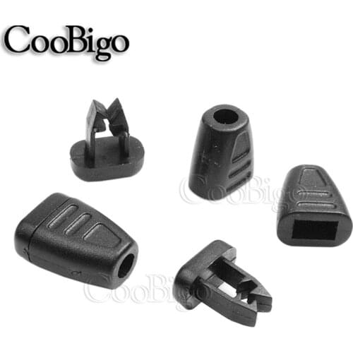 25pcs 4mm Hole Outdoor Bag Zipper Pulls Clip Buckle Cord Rope Ends Lock Black Molle Tactical Backpack Travel Kits Accessories