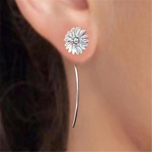925 Sterling Silver Daisy Flower Piercing Stud Earrings For Women Girls Engagement Party Birthday Jewelry Gift Oorbellen eh078