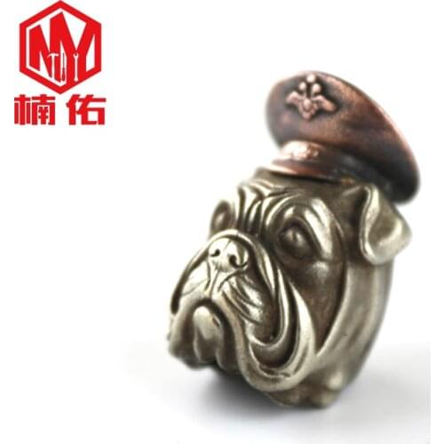 1PC Dog Director Retro Brass Copper EDC Paracord Beads Lanyard Pendants Knife Beads Umbrella Rope Cord Necklace Bracelet Beads