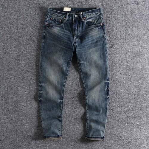 2020 new arrival Youth pants slim fit small straight tube American Style Mens jeans versatile pants high quality trouser 0632