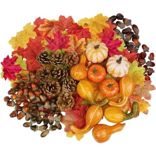 266 Pcs Fall Decor ,Artificial Maple Leaves,Pumpkin,Acorns,Pine Cones,Gourds,for Thanksgiving Halloween Christmas Decor