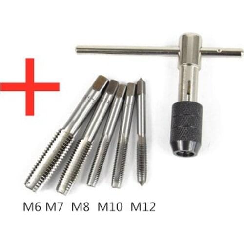 6PCS/Set Tapping Tool Combination Tap and Die Set Manual Power Opener Screw Opener Male Screw Thread M6-M12