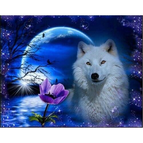 5D DIY Diamond Painting Full Square/Round Wolf Animal Cross stitch Kit Mosaic Rhinestones Diamond Embroidery DFL106