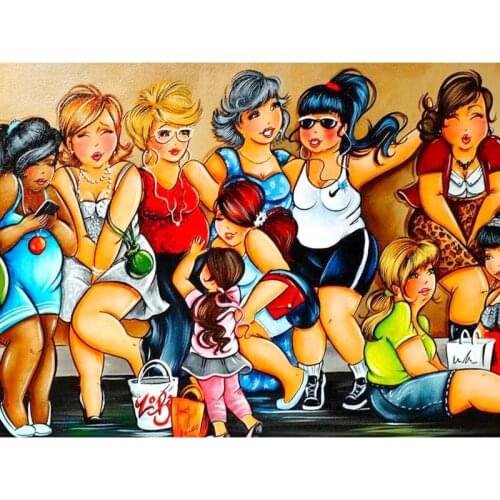 Fat women Diamond Painting "Fat woman" Full Round Drill 5D DIY Diamond Painting Embroidery Cross Stitch 3D Home Decor Gift