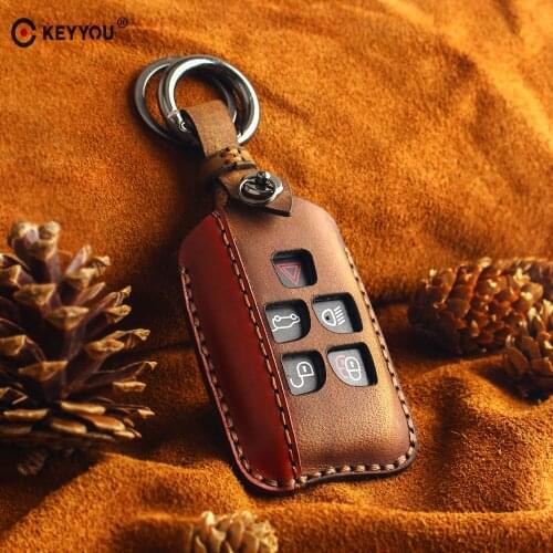 KEYYOU Car Key For Case Keychain Key Bag For Land Rover Range Rover Evoque Discovery 5 Buttons Leather Key Cover Accessories