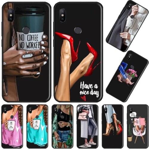 Fashion High heels Girl Flower Phone Case For Xiaomi Redmi 4x 5 plus 6A 7 7A 8 mi8 8lite 9 note 4 5 7 8 pro
