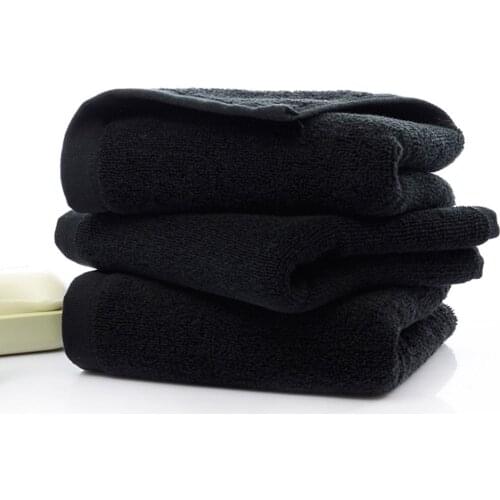 Black Bath Towel Pure Cotton Soft Towel for Bathroom Hotel Machine Washable LB88