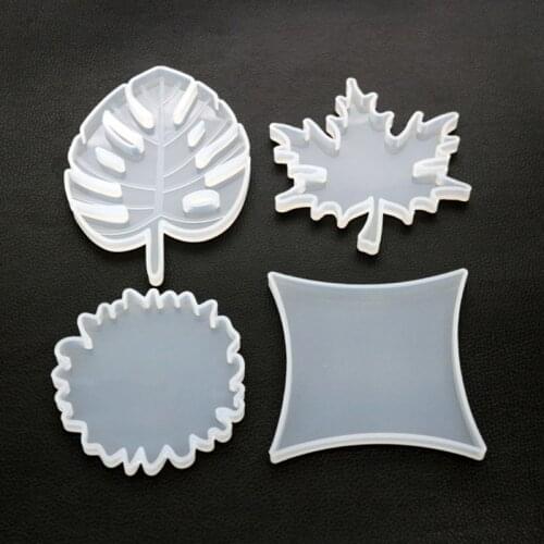 DIY Coaster Carfts Epoxy Mold UV Resin Crystal Round Maple Leaf Silicone Molds DIY coasters Mould Jewelry Making Accessories