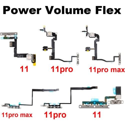 1pcs Power Volume Flex with Metal Holder For iPhone11 11pro 11pro max Mute Switch Power On Off Volume Button Flex Repair Parts