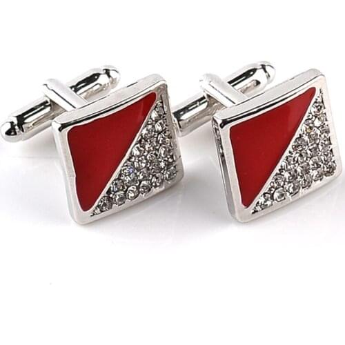HOT Jewelry Cufflink For Mens Gift Cuff Button Black Red Crystal Cuff Link High Quality Abotoaduras Wedding Shirts Cufflinks