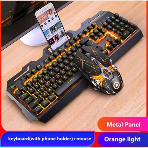 Gaming Keyboard Mouse Kit Mechanical Feeling RGB LED Backlit Gamer Keyboards USB Wired Keyboard for Game PC Laptop Computer
