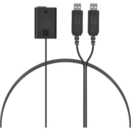 Andoer Dual USB Power Kit AC Adapter Replacement NP-FW50 DC Coupler Dummy Battery Fully Decoded for Sony Camera
