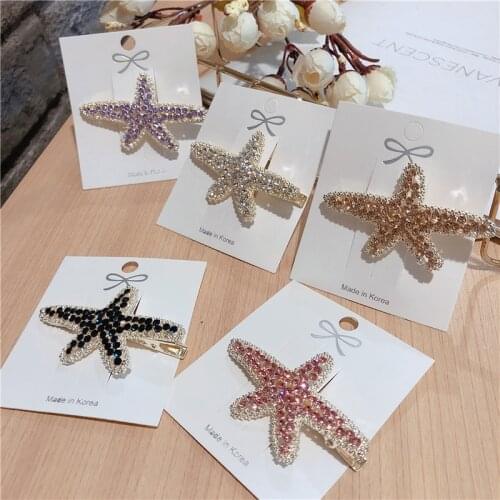 Korean Modal Hair Clip 2020 Women Fashion Starfish Full Crystal Hair Accessories