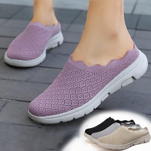 Summer Womens Sports Shoes Sneakers Shoes Fashion Hollow Out Breathable Leisure Walk Soft And Comfortable Slip On Flats